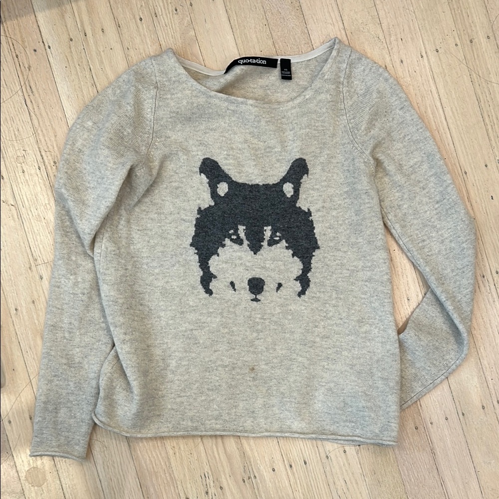 Sweater with Black Wolf Design